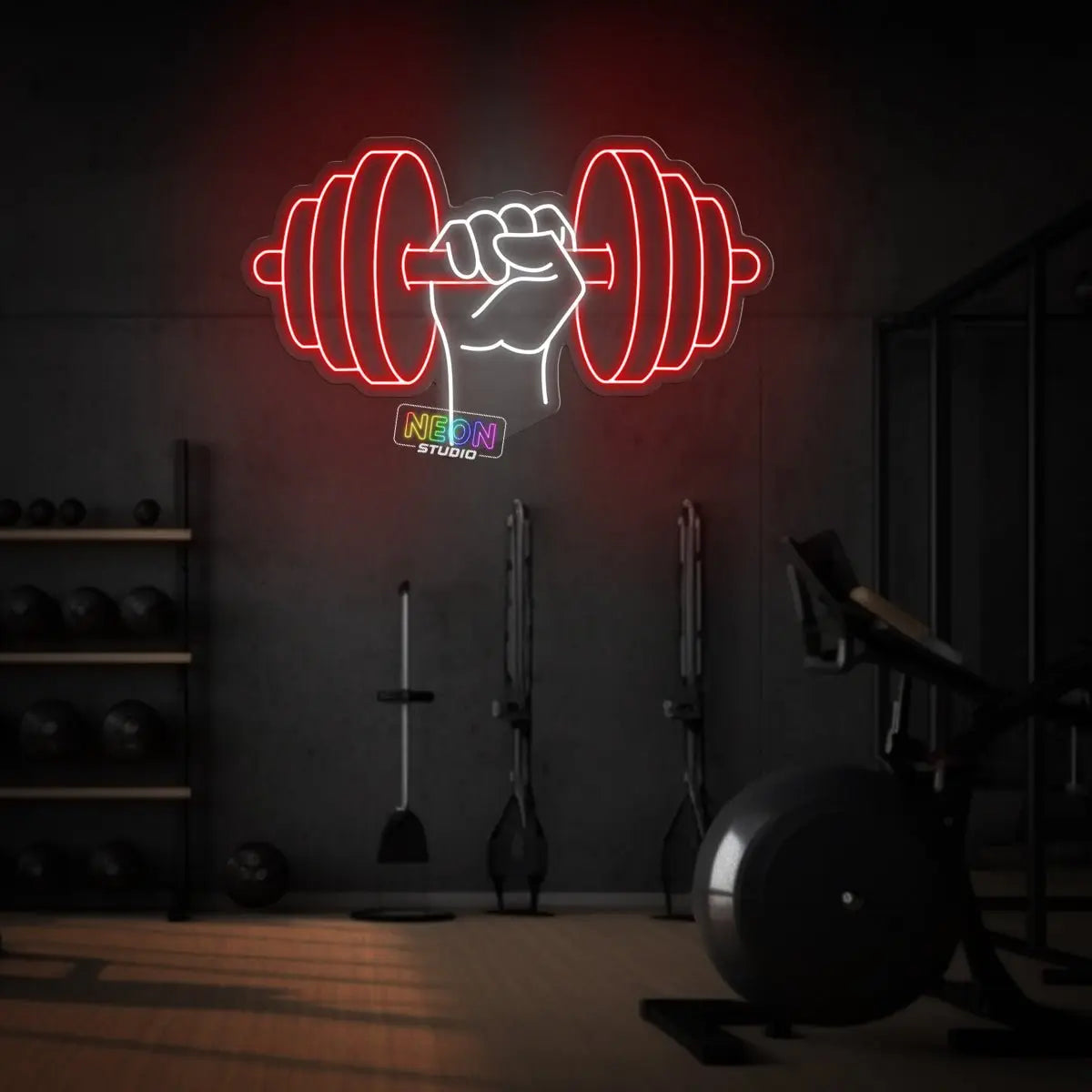 The Dumbbell! neon sign