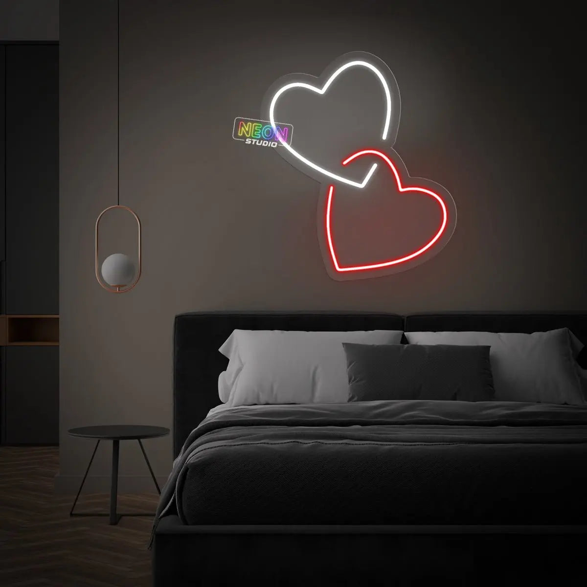 The Two Hearts neon sign