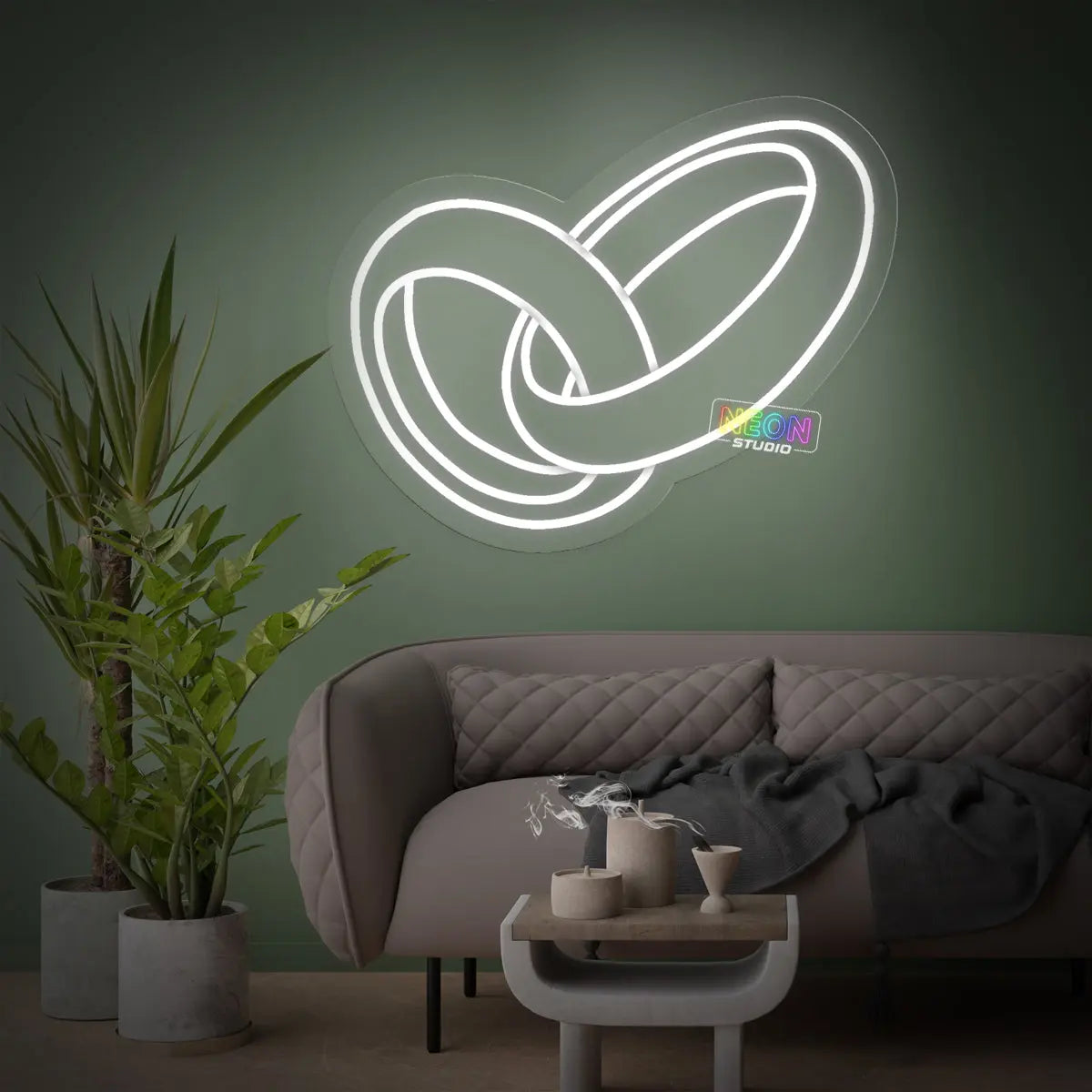 The two Rings neon sign