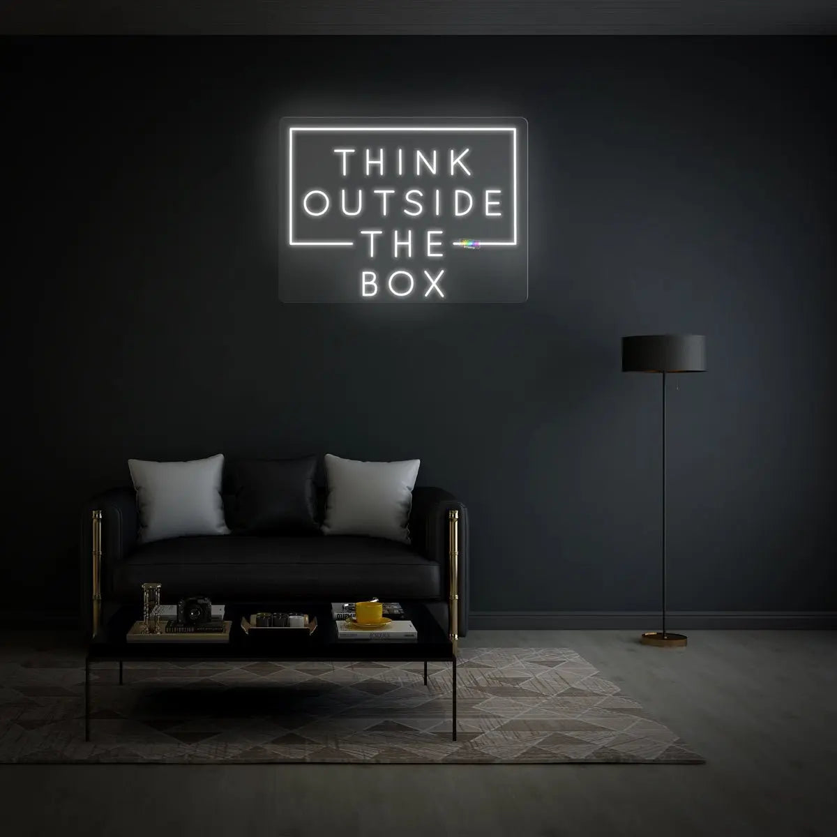 Think outside of the box neon sign