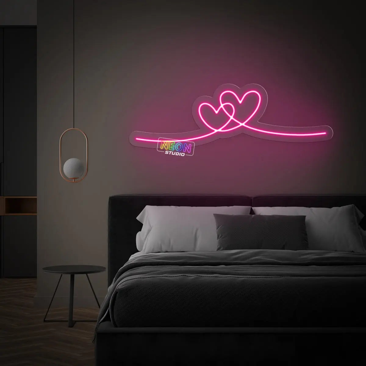 Two hearts neon sign