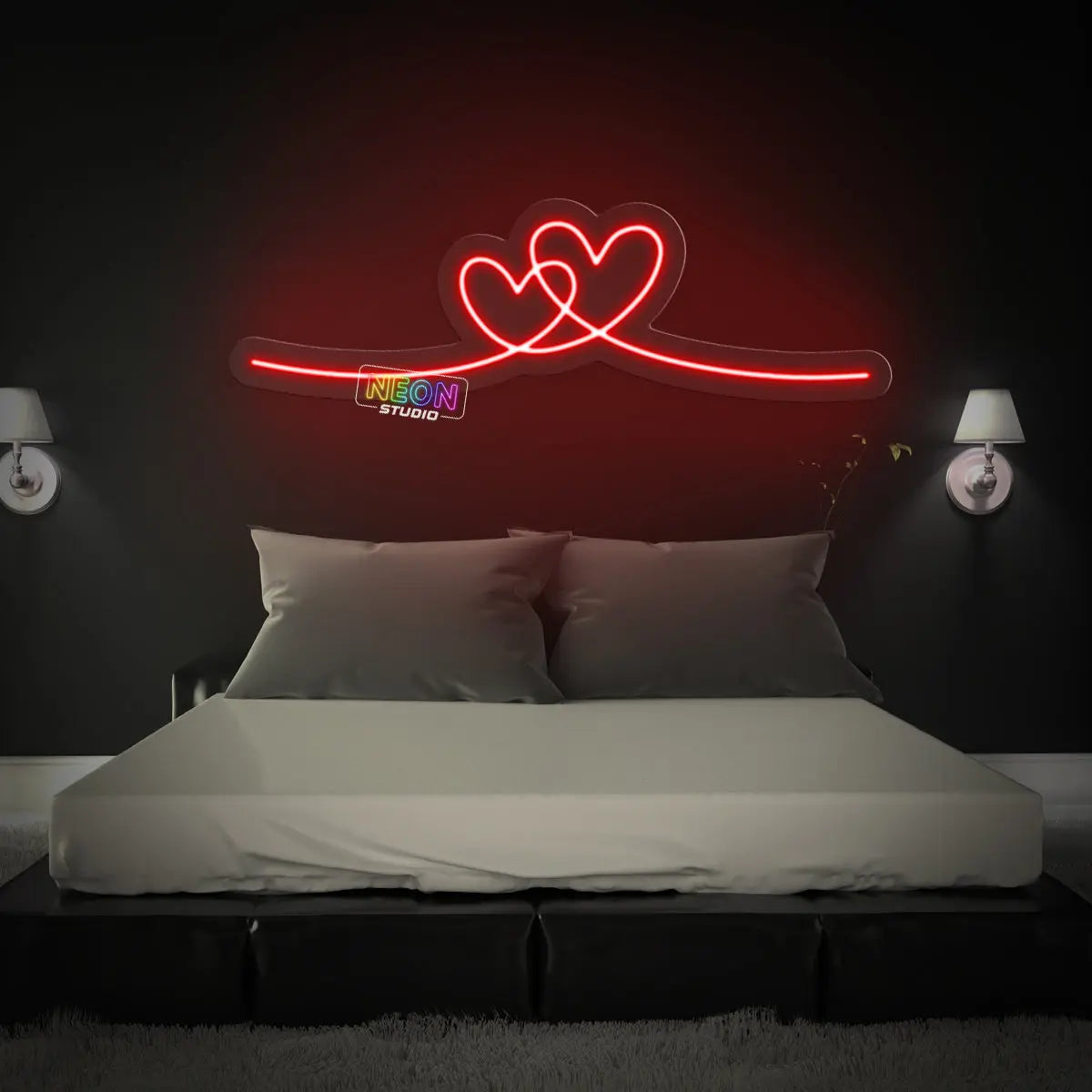 Two hearts neon sign
