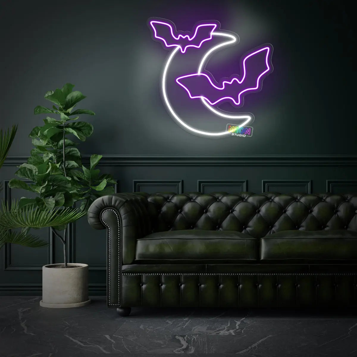 Bat and moon neonskylt