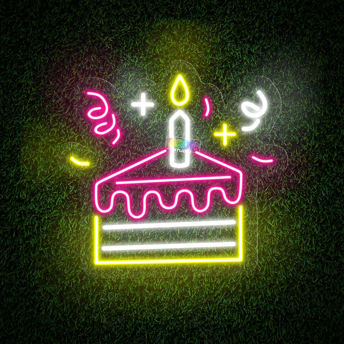 Birthday cake neonskylt