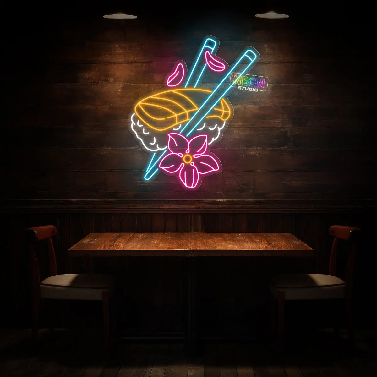 Colorful and cute Sushi neonskylt