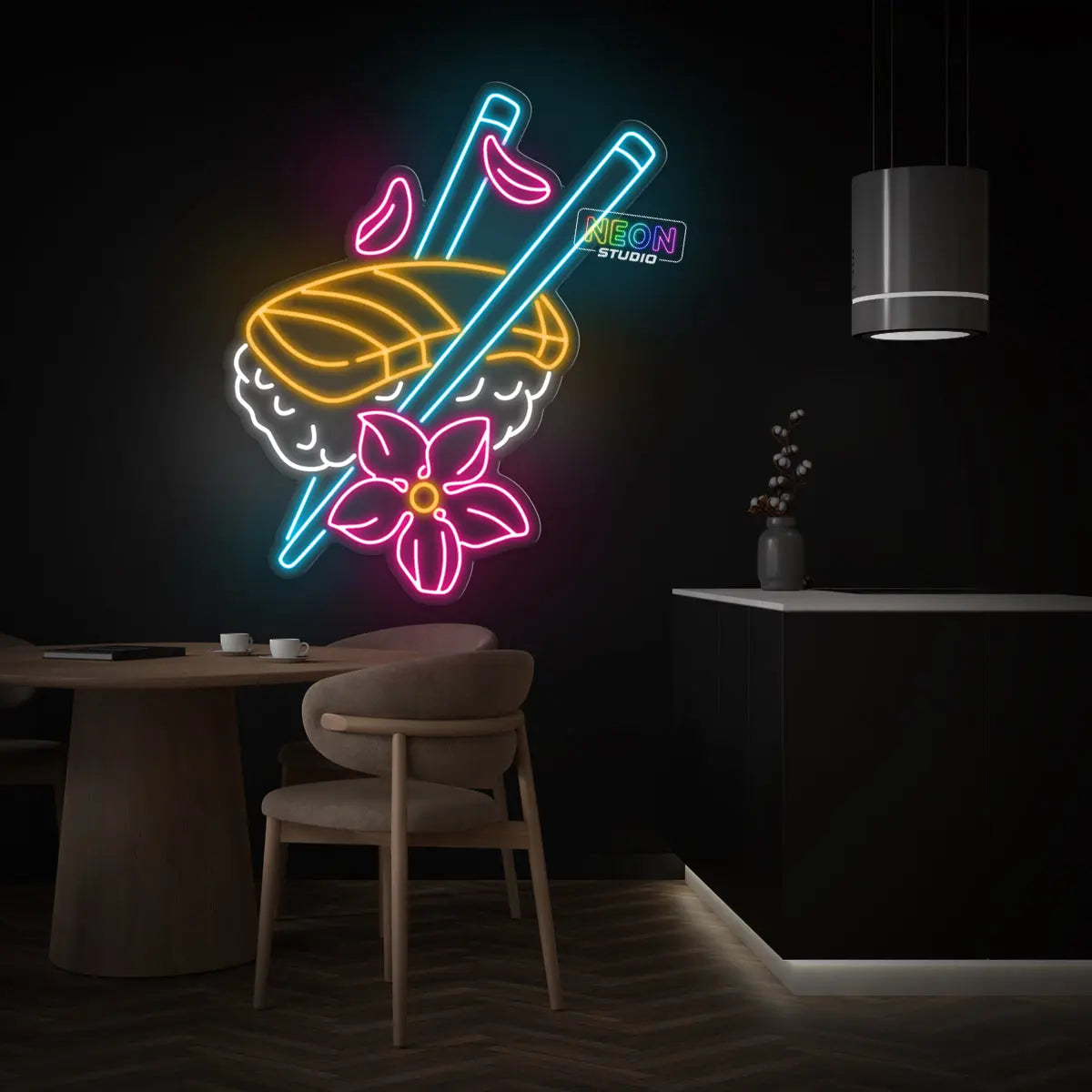 Colorful and cute Sushi neonskylt