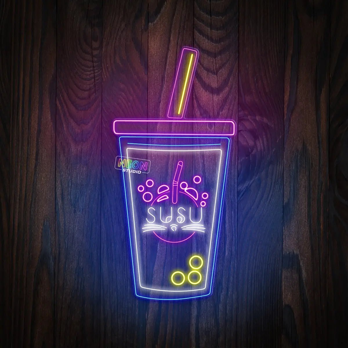 Colorful Bubble Tea neon skylt