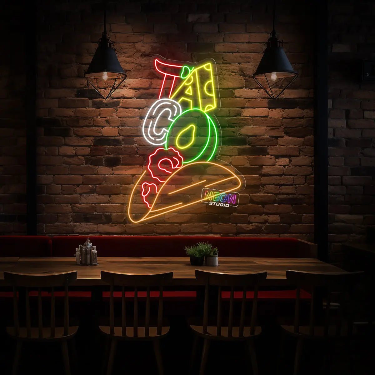 Colorful Tacos neon skylt