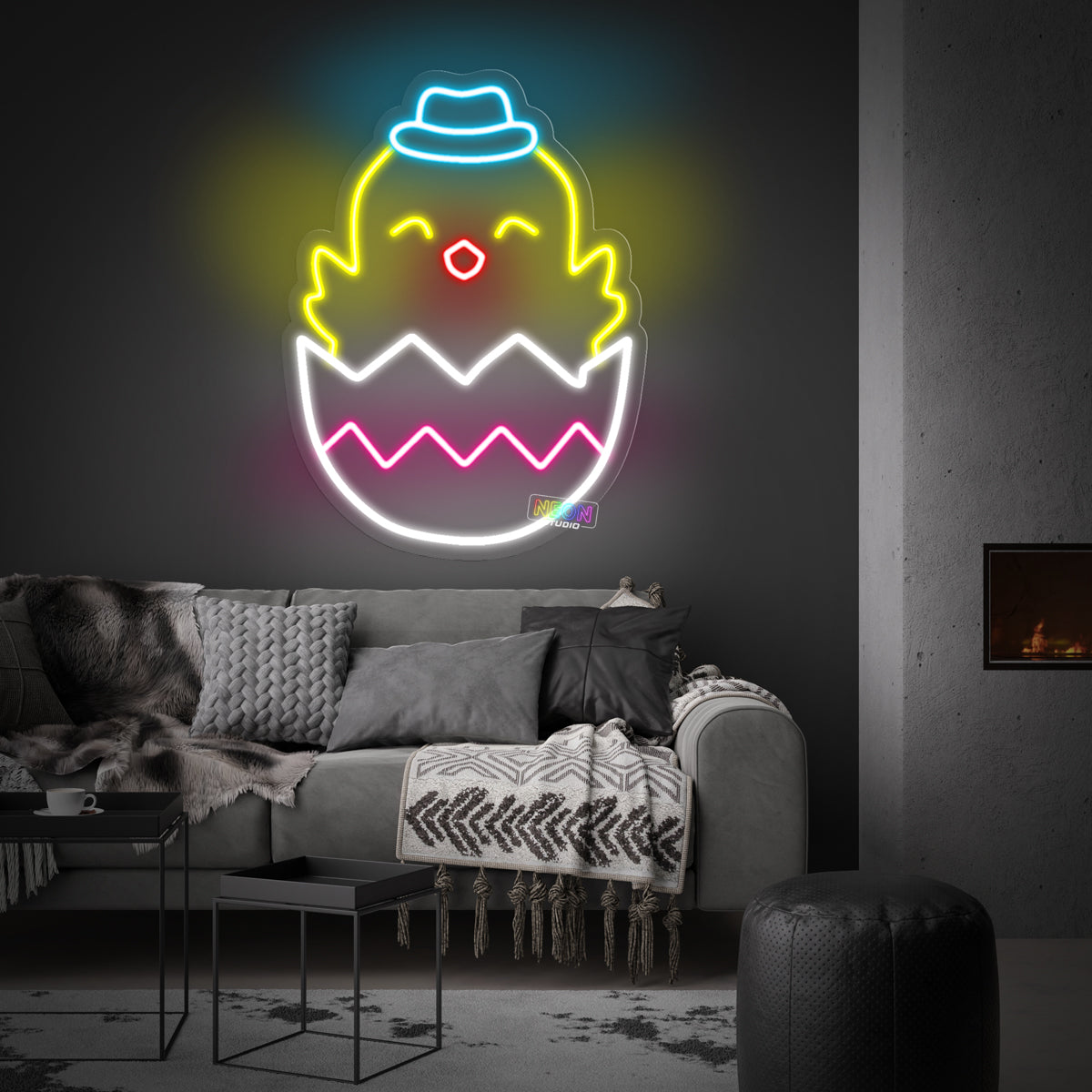 Easter baby chicken neonskylt