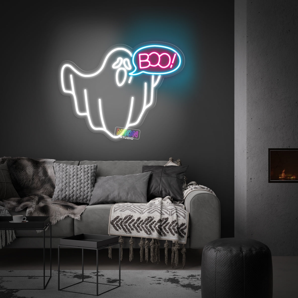 Ghost says Boo! neonskylt