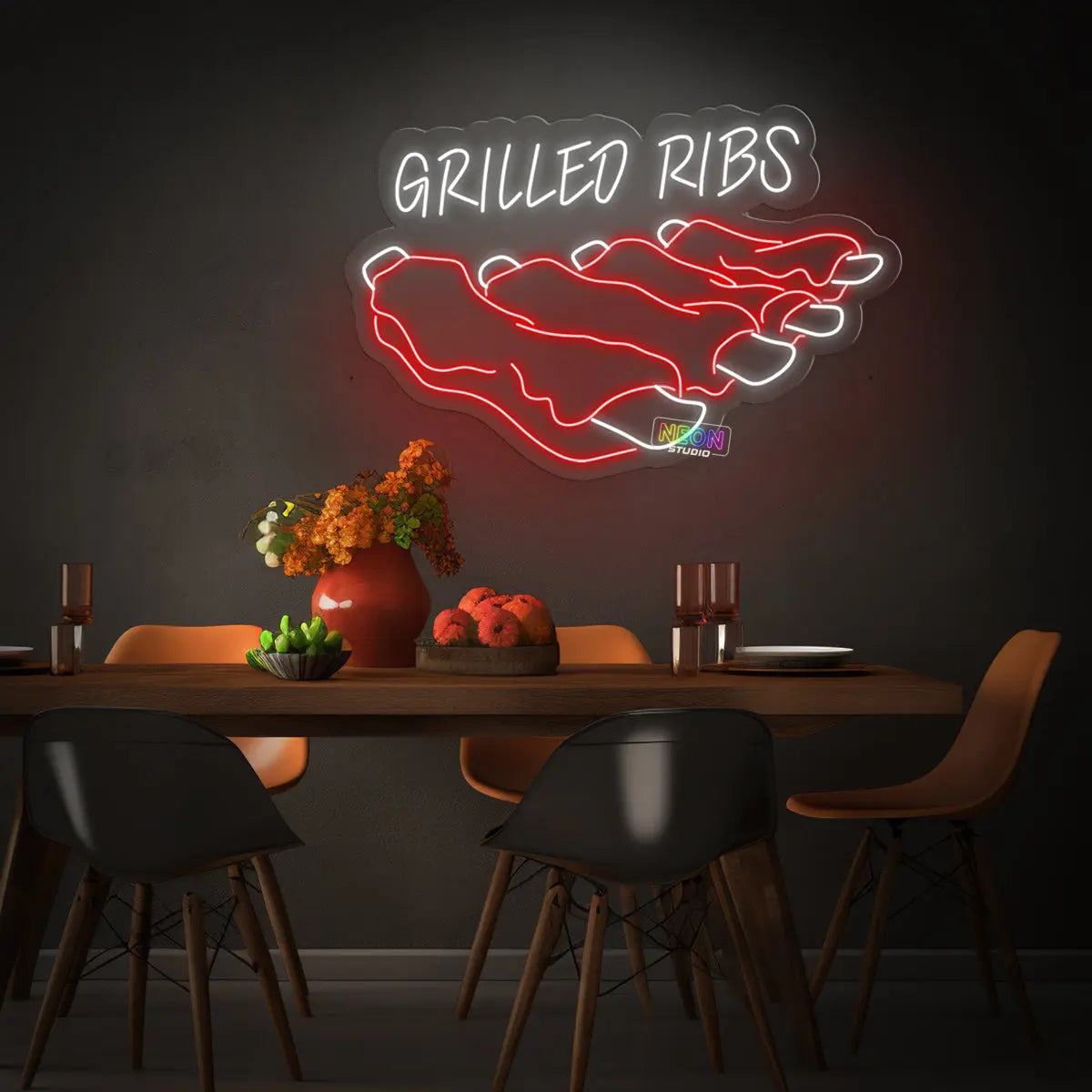 Grilled Ribs neon sign