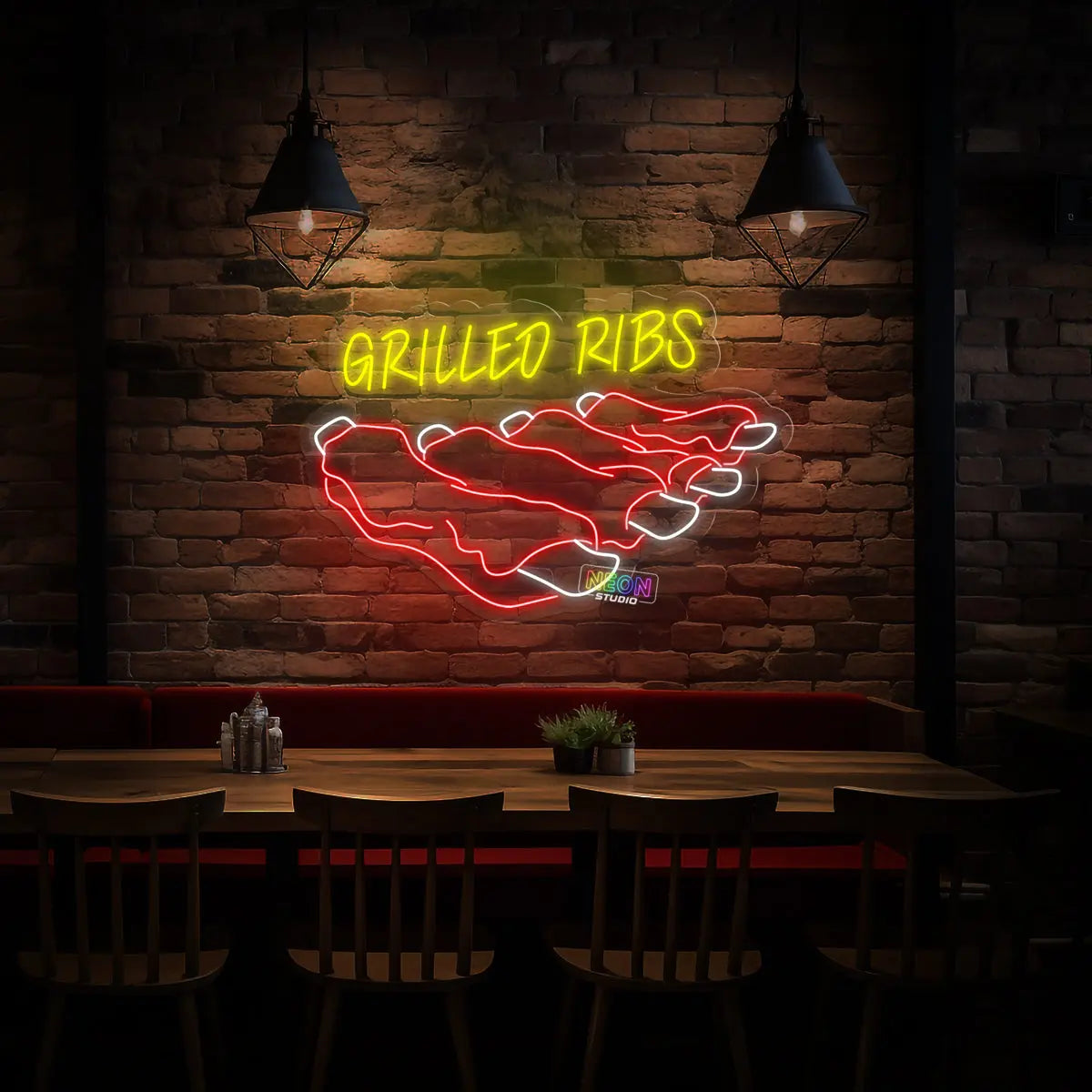 Grilled Ribs neon sign