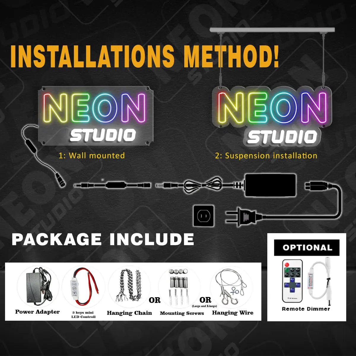 Noodle Bowl with Open text neon skylt