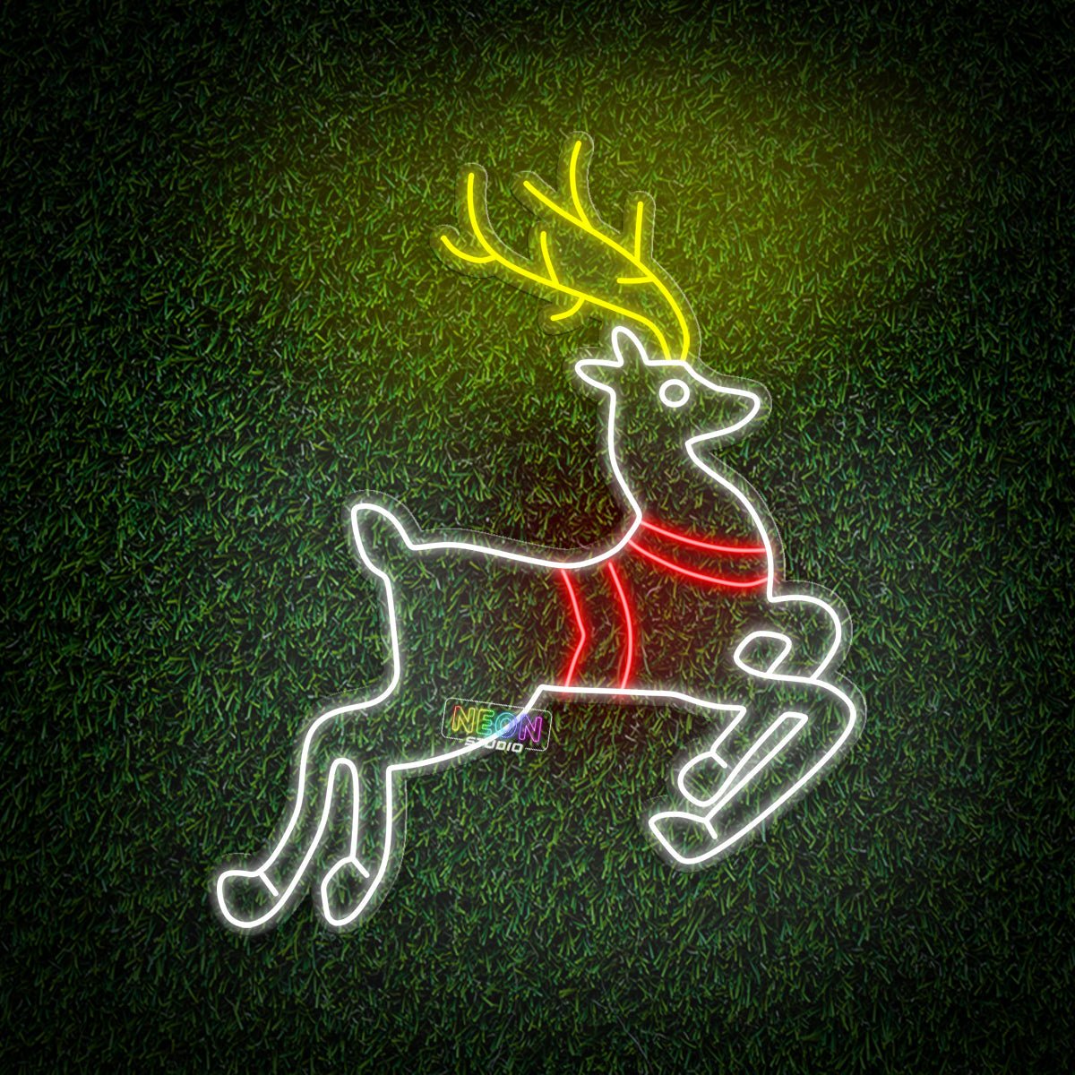 Running Christmas Gazelle neonskylt