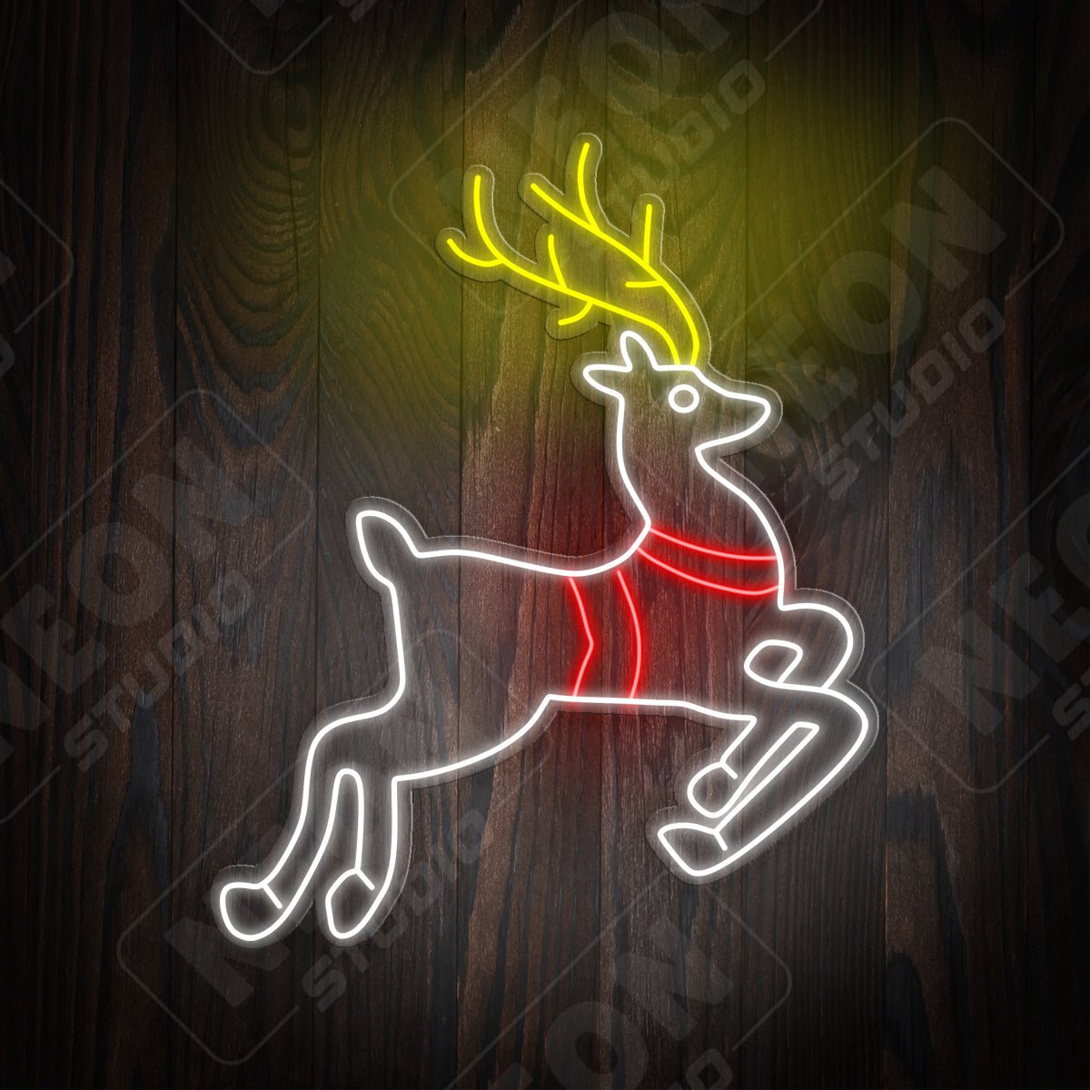 Running Christmas Gazelle neonskylt