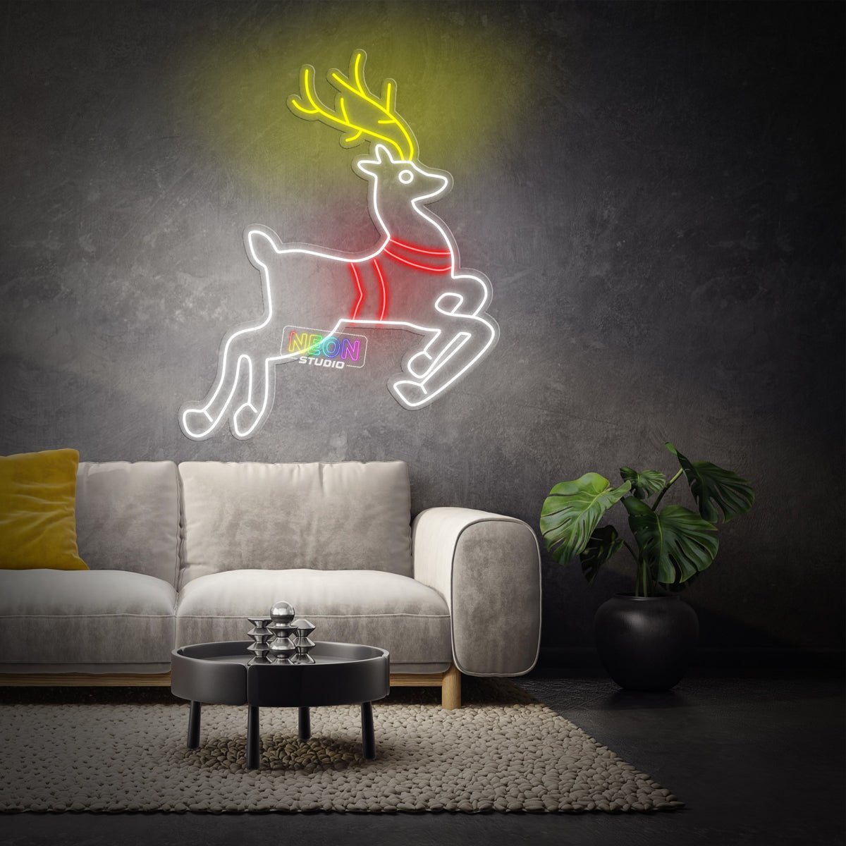 Running Christmas Gazelle neonskylt