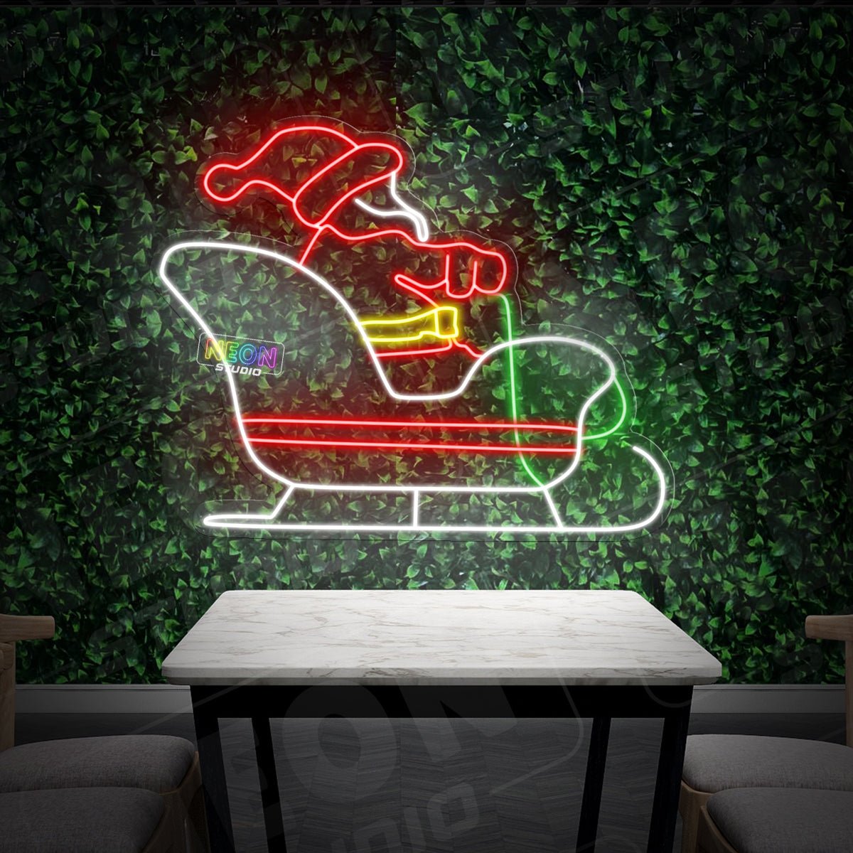 Santa Claus on sleigh neonskylt