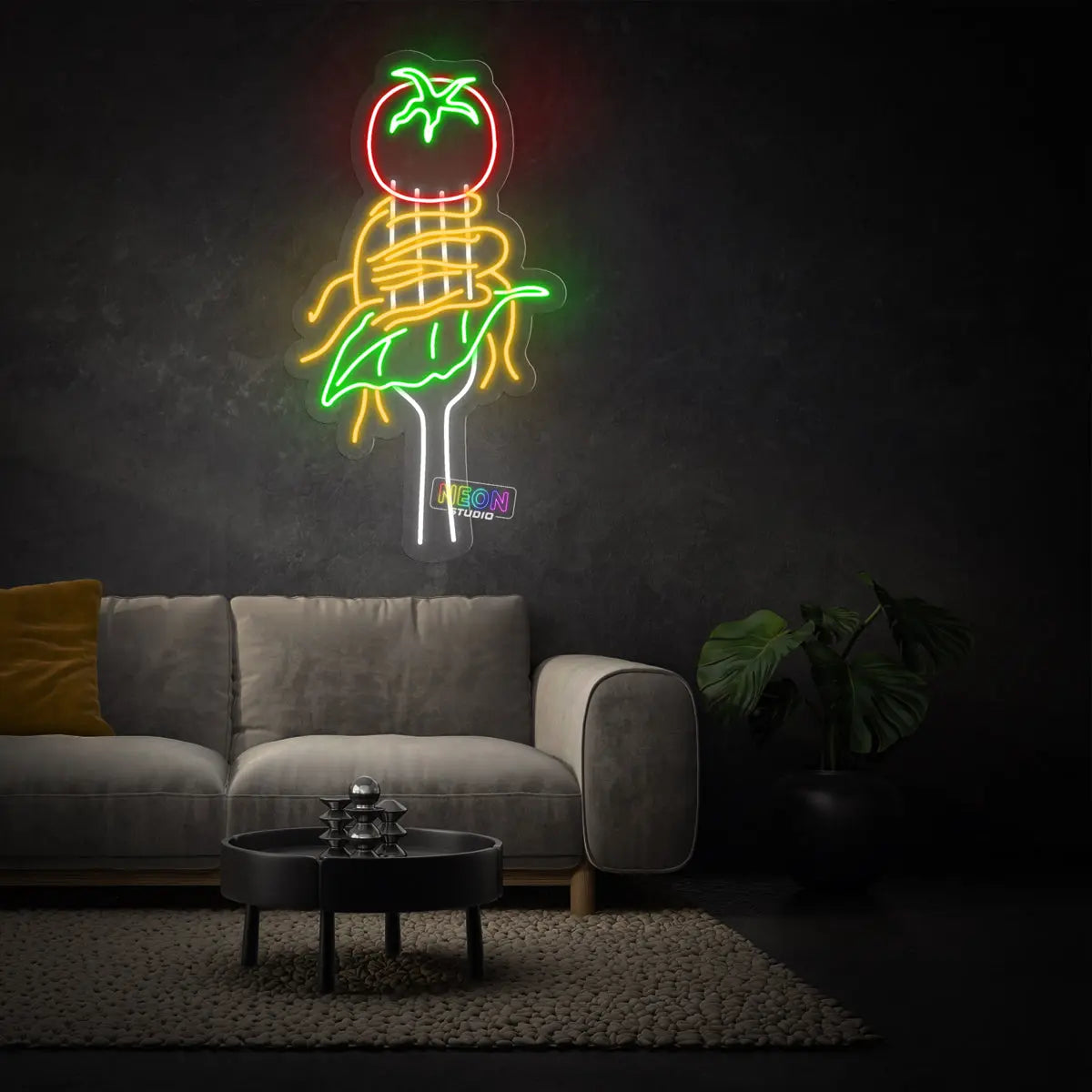 Spaghetti and Veggies neonskylt