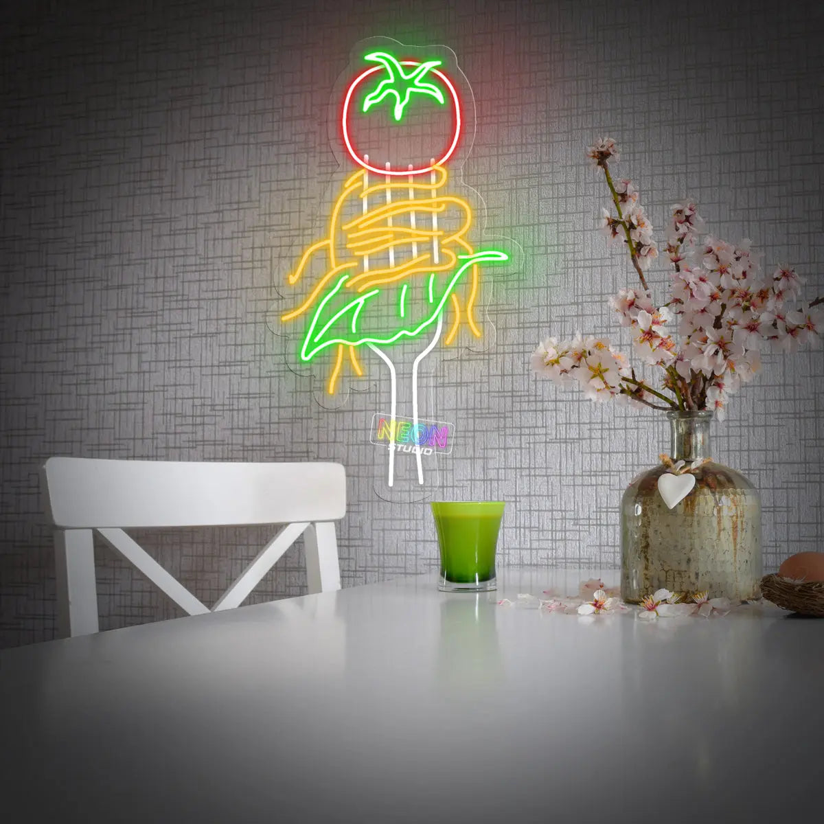 Spaghetti and Veggies neon sign