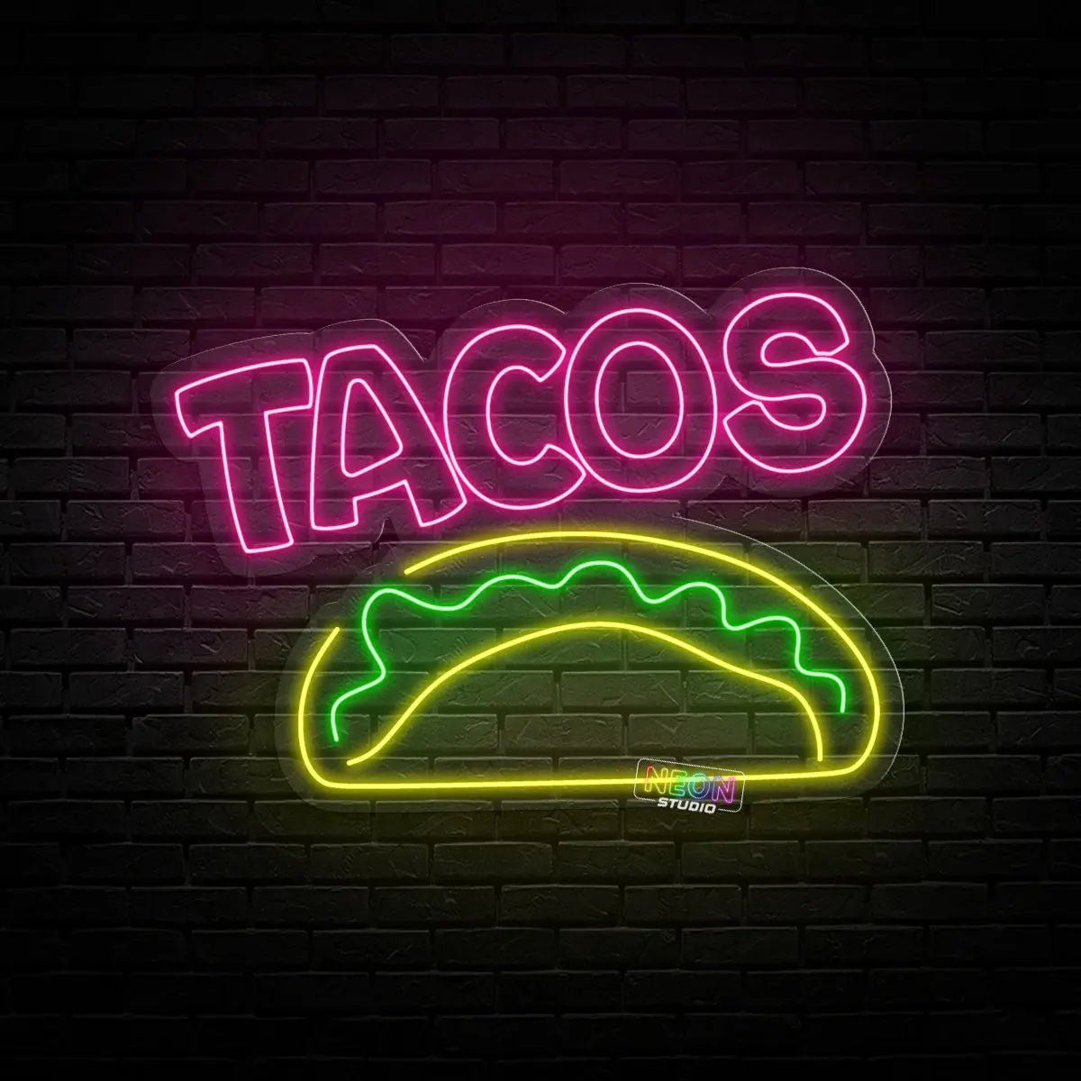 Tacos with text A neon skylt